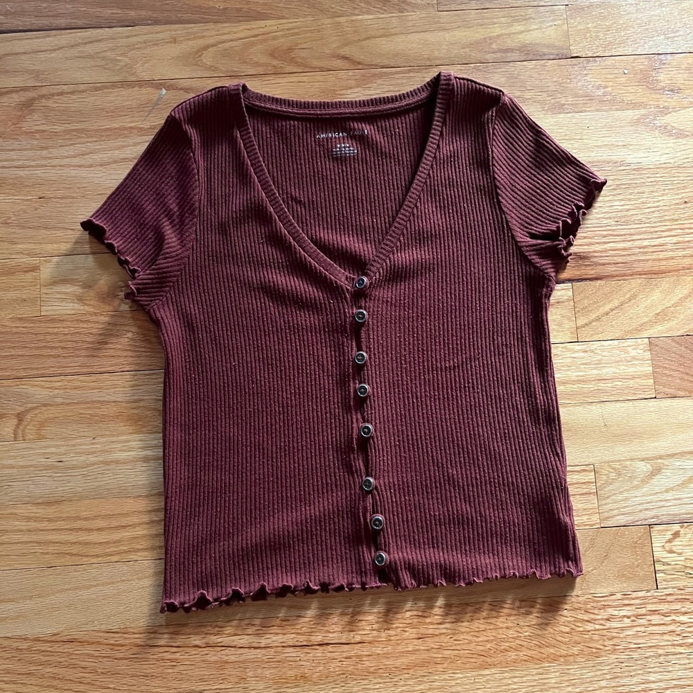 Maroon Button Down Top